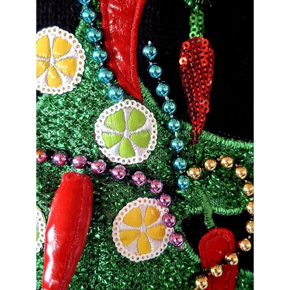 Feliz Navidad Christmas Ugly Sweater With Embellishments & Bell Sleeves - Picture 12 of 16